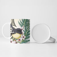 Endemic Tomtit New Zealand Ceramic Mug Miromiro Manuka Silver Fern Maori Pattern LT14 - Polynesian Pride