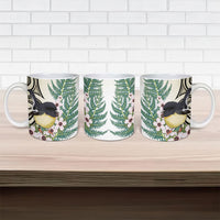 Endemic Tomtit New Zealand Ceramic Mug Miromiro Manuka Silver Fern Maori Pattern LT14 - Polynesian Pride