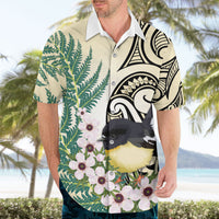 Endemic Tomtit New Zealand Hawaiian Shirt Miromiro Manuka Silver Fern Maori Pattern