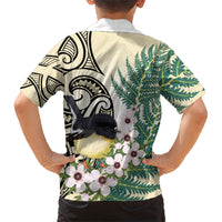 Endemic Tomtit New Zealand Hawaiian Shirt Miromiro Manuka Silver Fern Maori Pattern