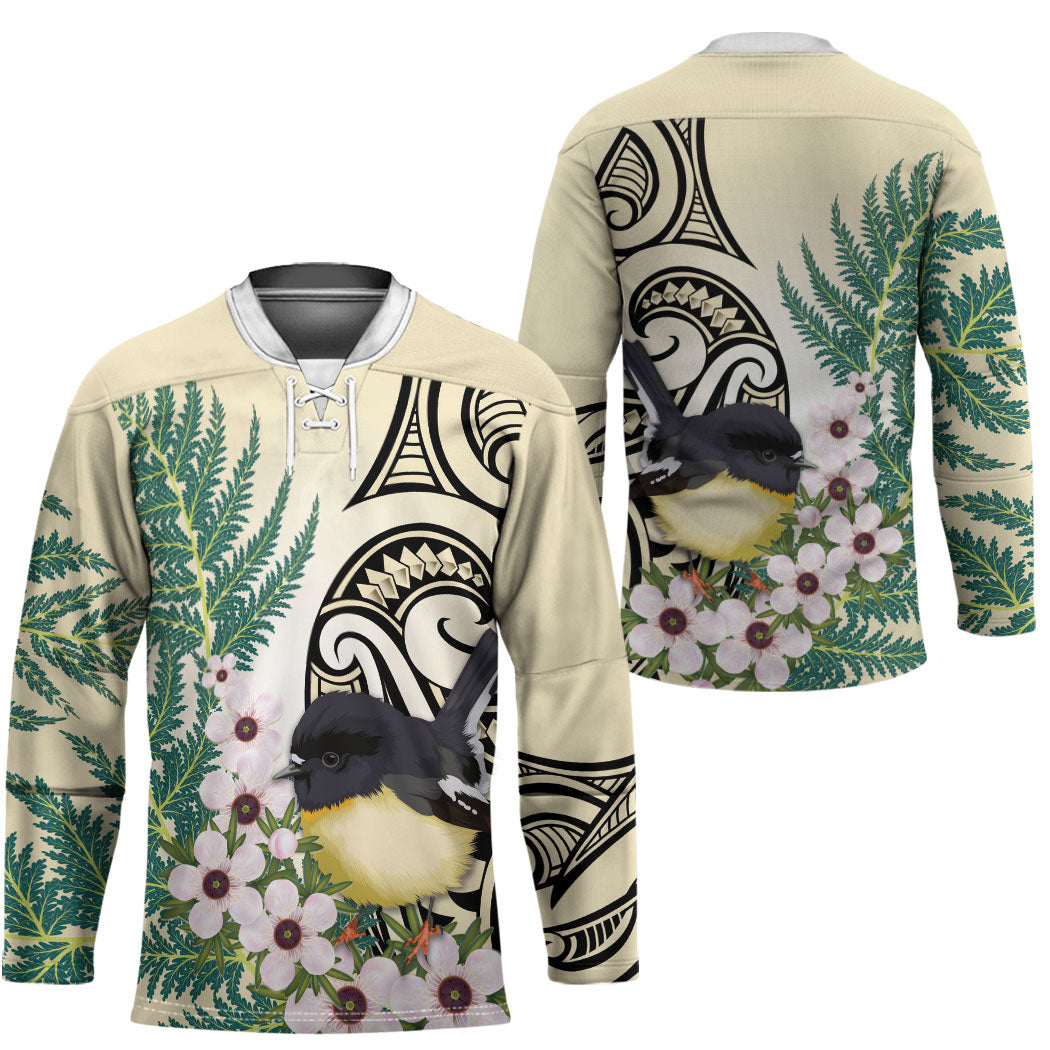 Endemic Tomtit New Zealand Hockey Jersey Miromiro Manuka Silver Fern Maori Pattern LT14 - Polynesian Pride