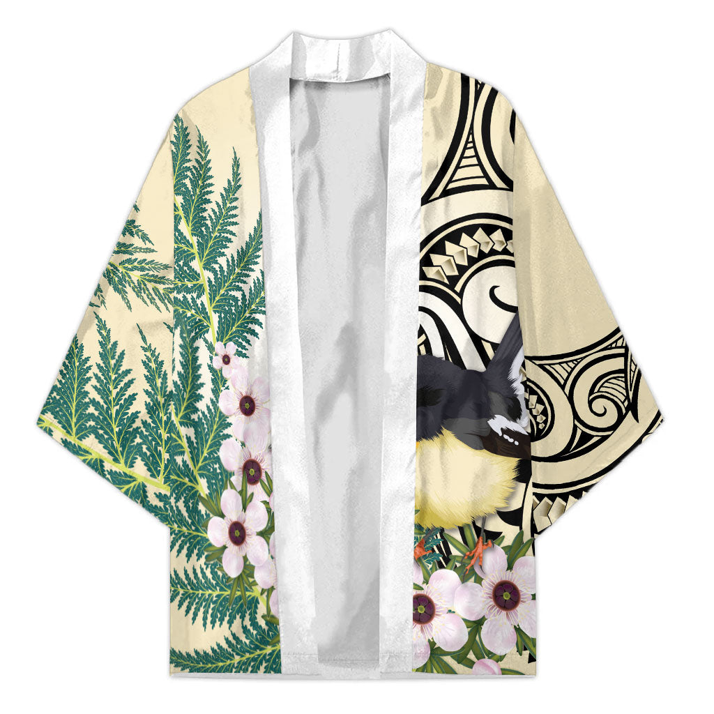 Endemic Tomtit New Zealand Kimono Miromiro Manuka Silver Fern Maori Pattern
