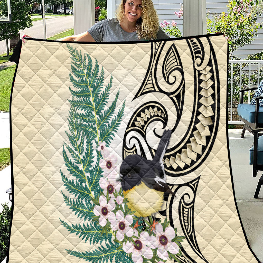 Endemic Tomtit New Zealand Quilt Miromiro Manuka Silver Fern Maori Pattern