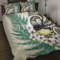 Endemic Tomtit New Zealand Quilt Bed Set Miromiro Manuka Silver Fern Maori Pattern