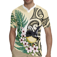 Endemic Tomtit New Zealand Rugby Jersey Miromiro Manuka Silver Fern Maori Pattern