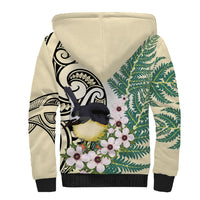 Endemic Tomtit New Zealand Sherpa Hoodie Miromiro Manuka Silver Fern Maori Pattern