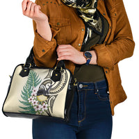 Endemic Tomtit New Zealand Shoulder Handbag Miromiro Manuka Silver Fern Maori Pattern