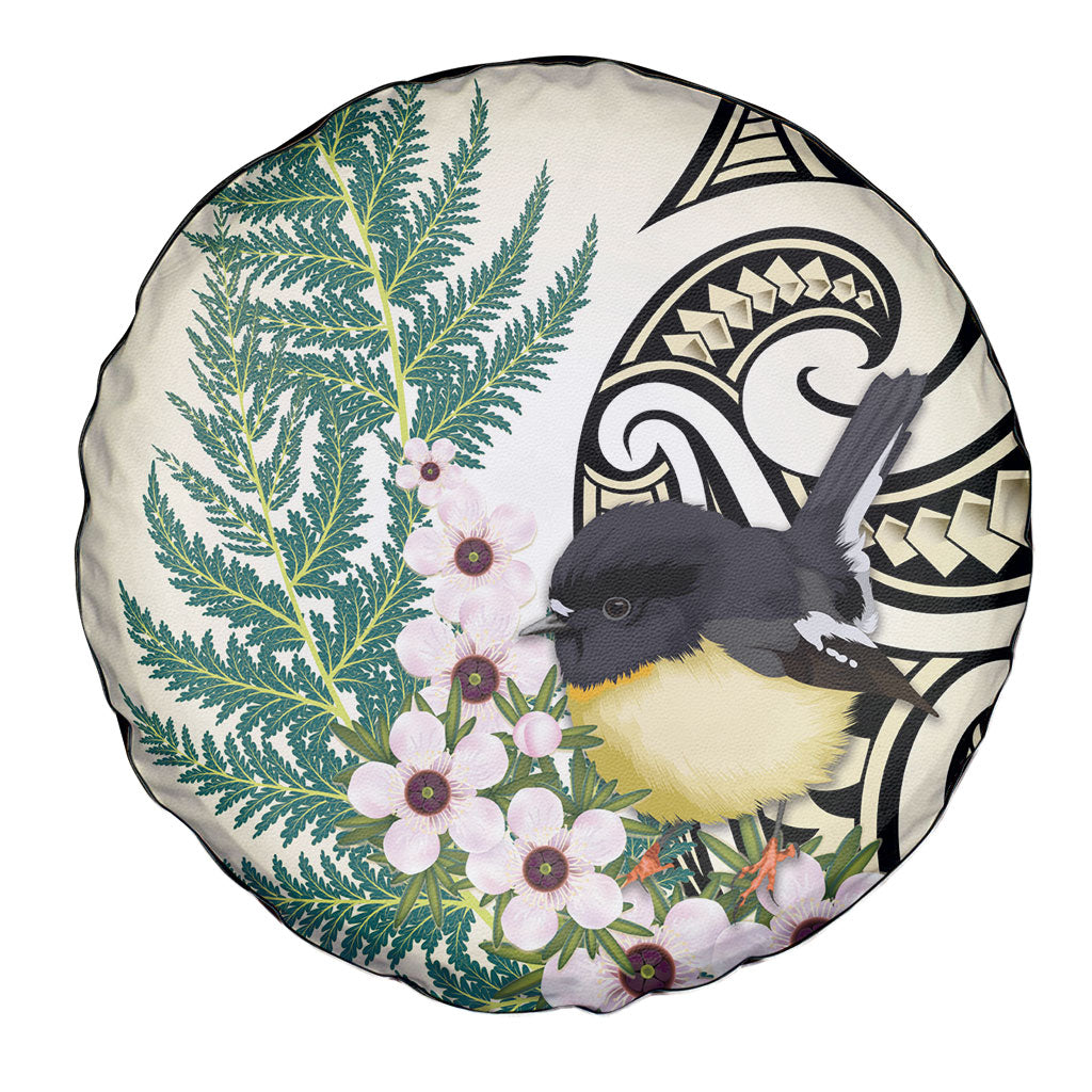 Endemic Tomtit New Zealand Spare Tire Cover Miromiro Manuka Silver Fern Maori Pattern