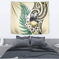 Endemic Tomtit New Zealand Tapestry Miromiro Manuka Silver Fern Maori Pattern