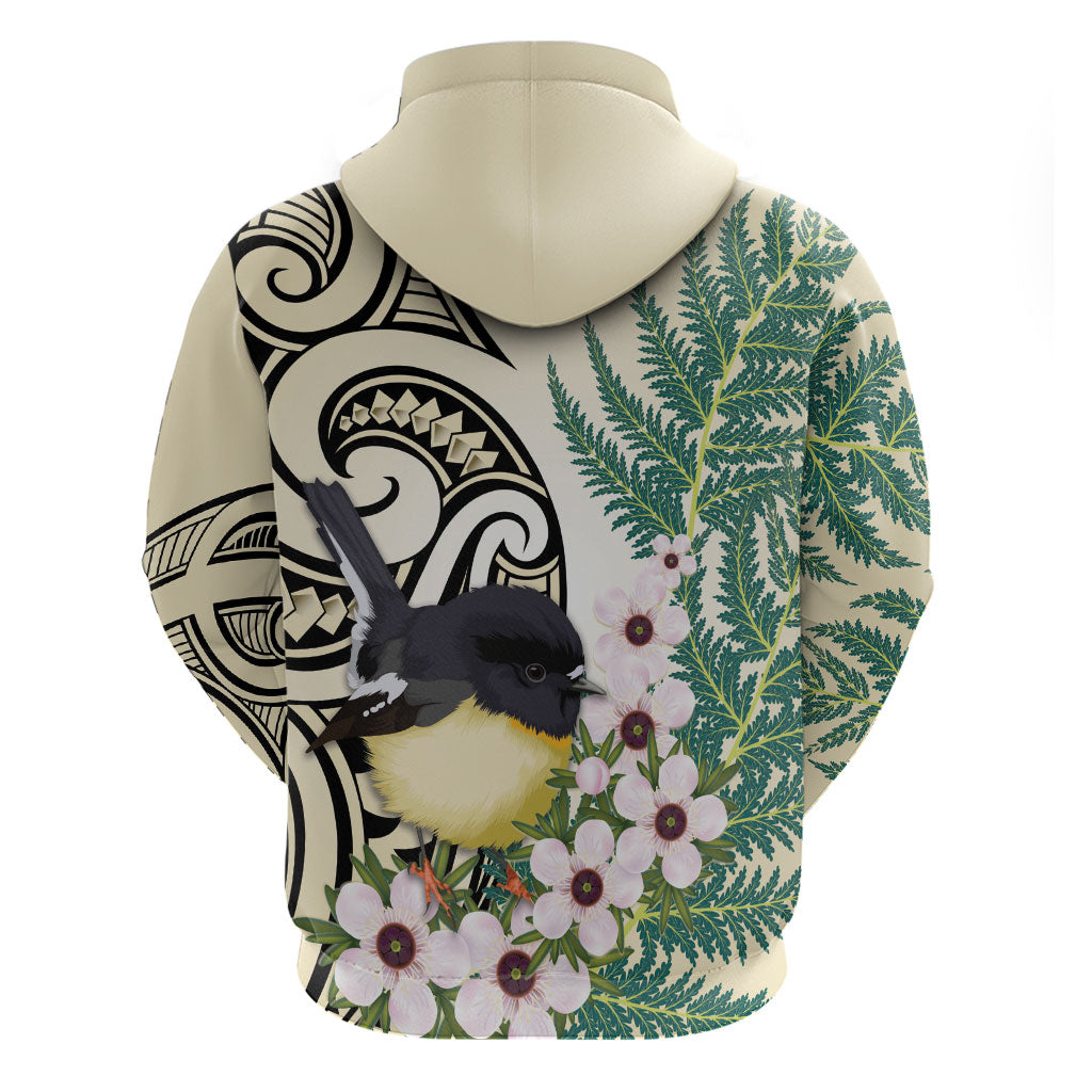 Endemic Tomtit New Zealand Zip Hoodie Miromiro Manuka Silver Fern Maori Pattern LT14 - Polynesian Pride