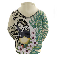 Endemic Tomtit New Zealand Zip Hoodie Miromiro Manuka Silver Fern Maori Pattern LT14 - Polynesian Pride