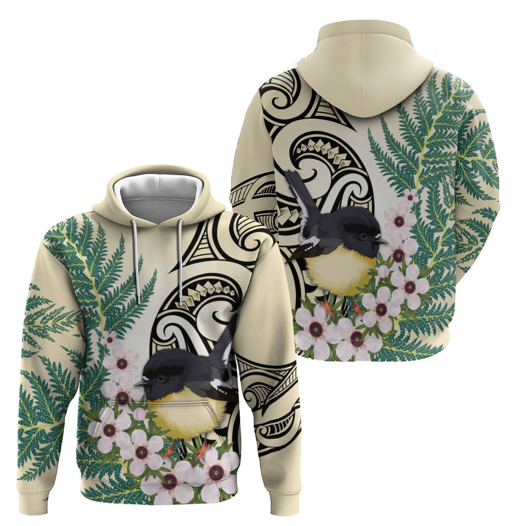 Endemic Tomtit New Zealand Zip Hoodie Miromiro Manuka Silver Fern Maori Pattern LT14 - Polynesian Pride