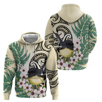 Endemic Tomtit New Zealand Zip Hoodie Miromiro Manuka Silver Fern Maori Pattern LT14 - Polynesian Pride