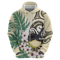 Endemic Tomtit New Zealand Zip Hoodie Miromiro Manuka Silver Fern Maori Pattern LT14 - Polynesian Pride