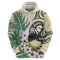 Endemic Tomtit New Zealand Zip Hoodie Miromiro Manuka Silver Fern Maori Pattern LT14 - Polynesian Pride