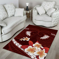 Oxblood Polynesia Area Rug Tribal Pattern Tropical Frangipani