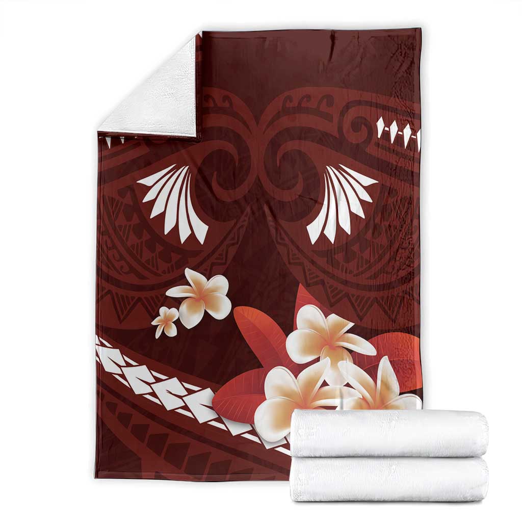 Oxblood Polynesia Blanket Tribal Pattern Tropical Frangipani