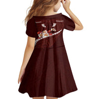 Oxblood Polynesia Family Matching Long Sleeve Bodycon Dress and Hawaiian Shirt Tribal Pattern Tropical Frangipani