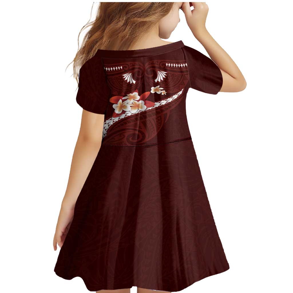 Oxblood Polynesia Family Matching Mermaid Dress and Hawaiian Shirt Tribal Pattern Tropical Frangipani