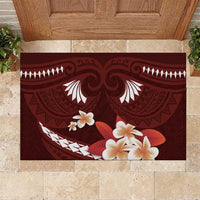 Oxblood Polynesia Rubber Doormat Tribal Pattern Tropical Frangipani