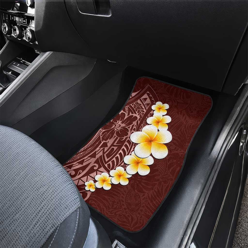 Oxblood Tropical Plumeria With Galaxy Polynesian Art Car Mats