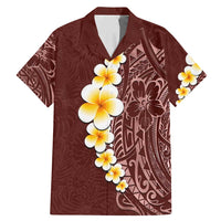 Oxblood Tropical Plumeria With Galaxy Polynesian Art Family Matching Mermaid Dress and Hawaiian Shirt