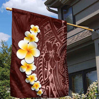 Oxblood Tropical Plumeria With Galaxy Polynesian Art Garden Flag LT14 - Polynesian Pride