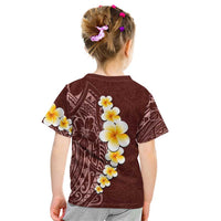 Oxblood Tropical Plumeria With Galaxy Polynesian Art Kid T Shirt LT14 - Polynesian Pride
