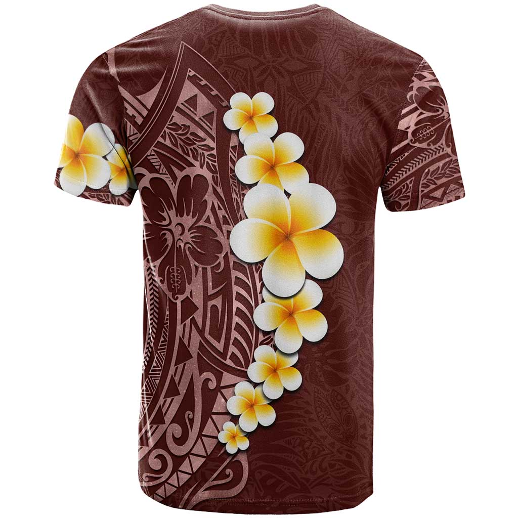 Oxblood Tropical Plumeria With Galaxy Polynesian Art T Shirt LT14 - Polynesian Pride