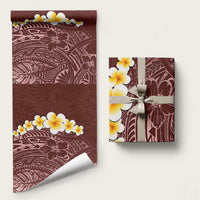 Oxblood Polynesia Wrapping Paper Plumeria Tropical Leaves With Galaxy Polynesian Art LT14 58" × 23" Oxblood - Polynesian Pride