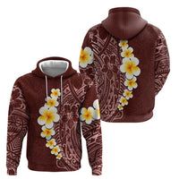 Oxblood Tropical Plumeria With Galaxy Polynesian Art Zip Hoodie