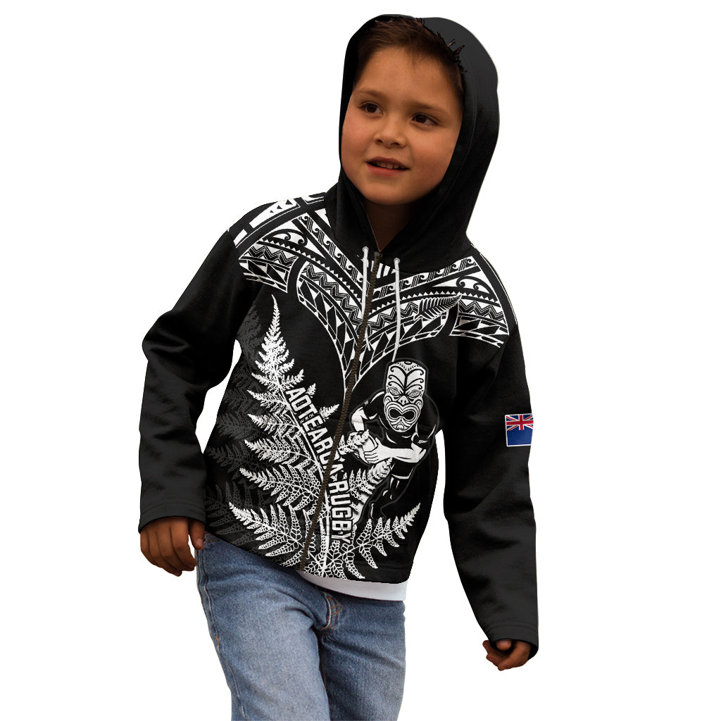 Personalised New Zealand Silver Fern Rugby Kid Hoodie Go All Black 2023 World Cup LT14 - Polynesian Pride