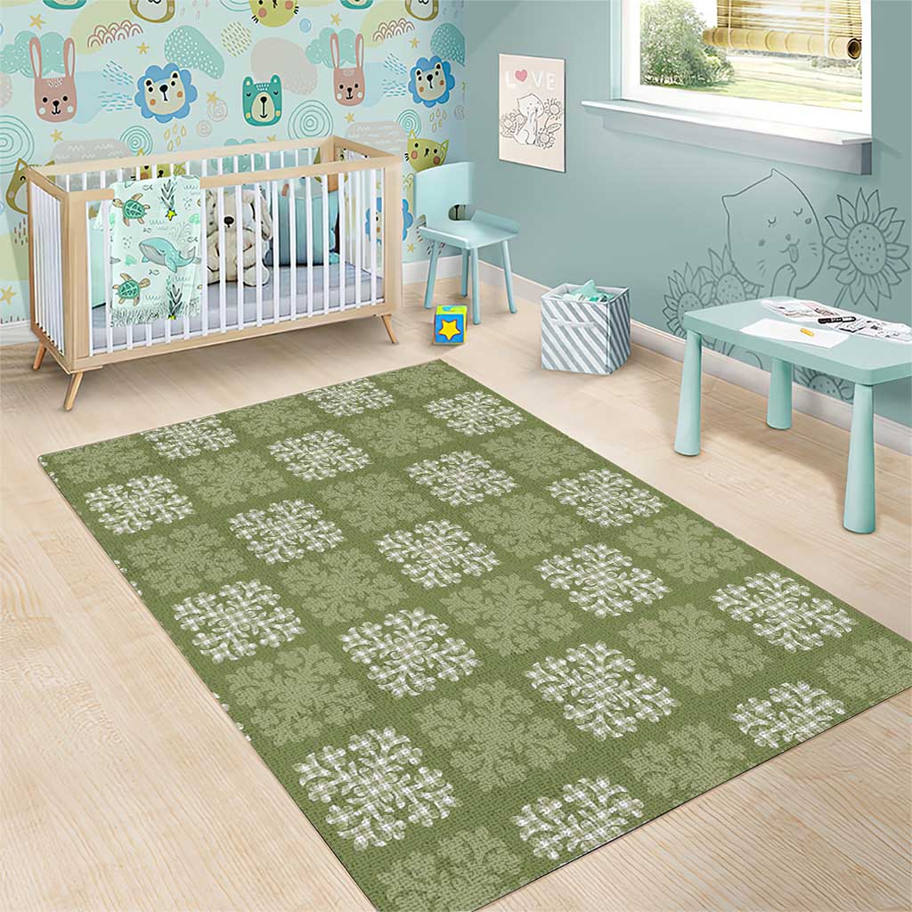 Vesuvian Green Palaka Quilt Hawaii Area Rug Traditional Hawaii-plaid Pattern - Polynesian Pride