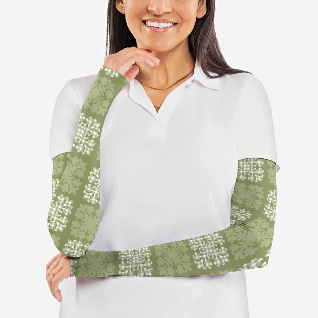 Vesuvian Green Palaka Quilt Hawaii Arm Sleeves Traditional Hawaii-plaid Pattern - Polynesian Pride