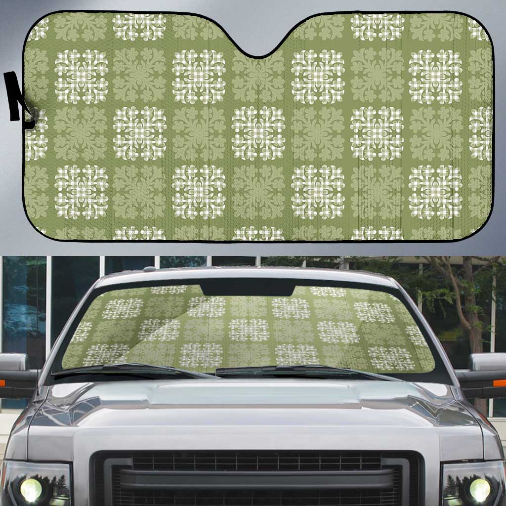 Vesuvian Green Palaka Quilt Hawaii Auto Sun Shade Traditional Hawaii-plaid Pattern - Polynesian Pride