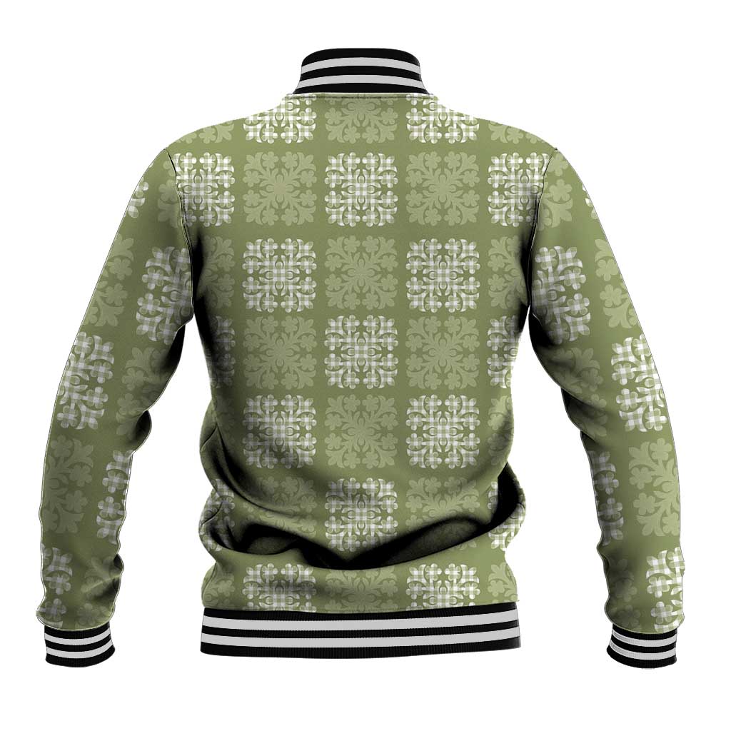 Vesuvian Green Palaka Quilt Hawaii Baseball Jacket Traditional Hawaii-plaid Pattern - Polynesian Pride