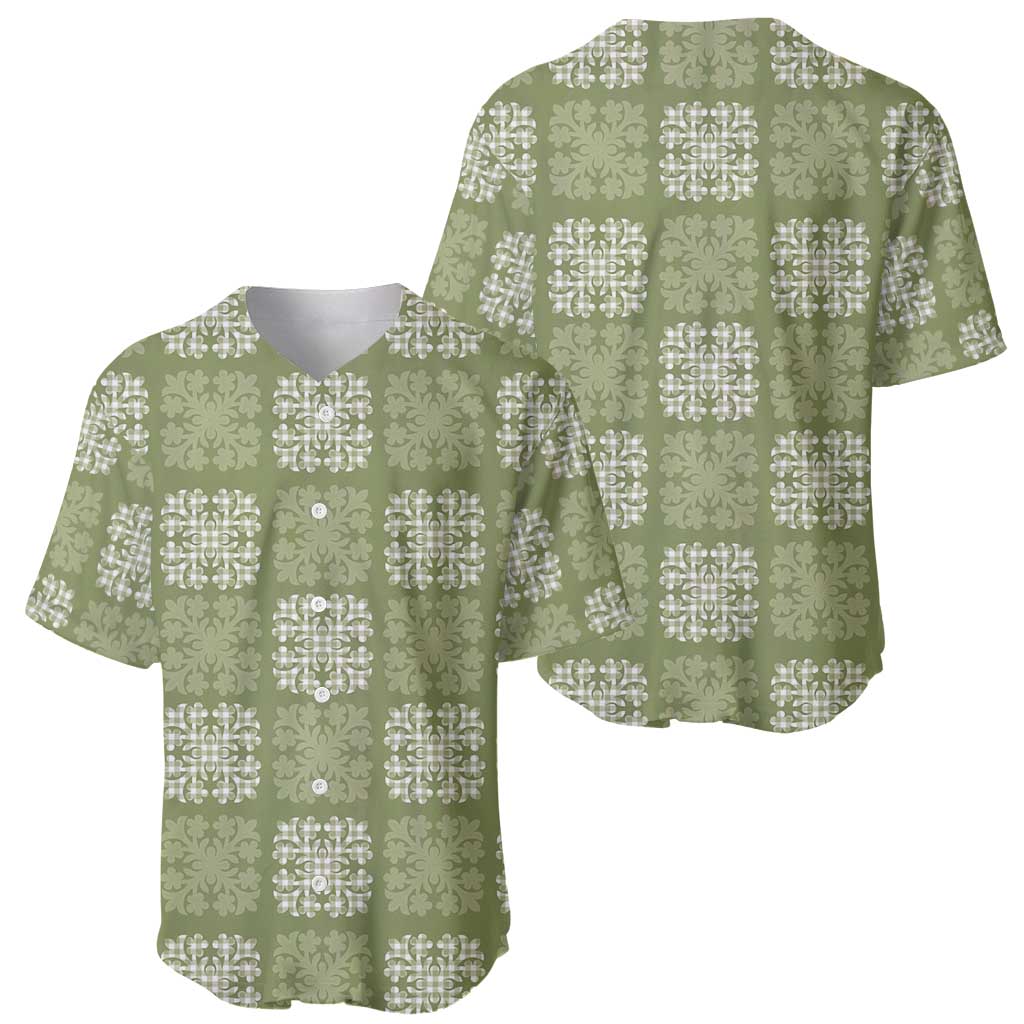 Vesuvian Green Palaka Quilt Hawaii Baseball Jersey Traditional Hawaii-plaid Pattern - Polynesian Pride