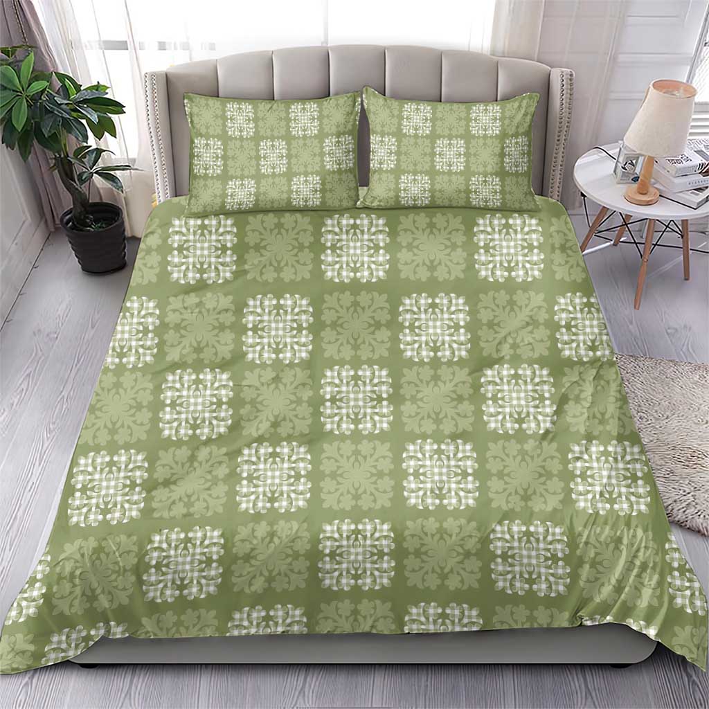 Vesuvian Green Palaka Quilt Hawaii Bedding Set Traditional Hawaii-plaid Pattern - Polynesian Pride
