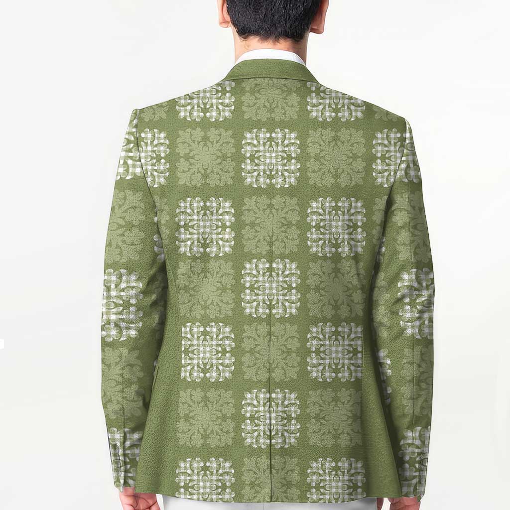 Vesuvian Green Palaka Quilt Hawaii Blazer Traditional Hawaii-plaid Pattern - Polynesian Pride