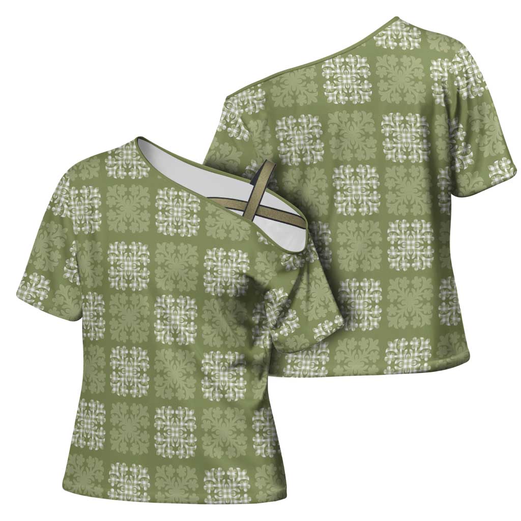 Vesuvian Green Palaka Quilt Hawaii Cross Shoulder Shirt Traditional Hawaii-plaid Pattern LT14 - Polynesian Pride