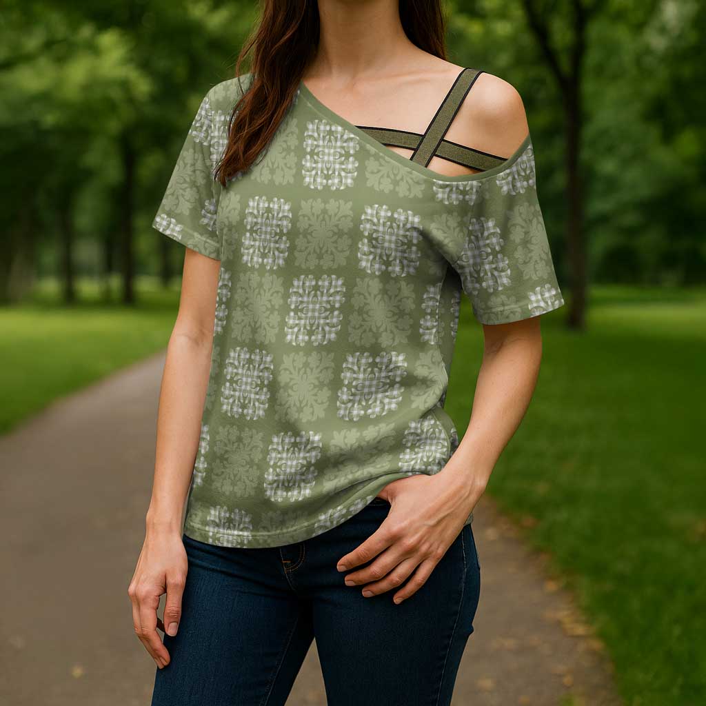 Vesuvian Green Palaka Quilt Hawaii Cross Shoulder Shirt Traditional Hawaii-plaid Pattern LT14 - Polynesian Pride