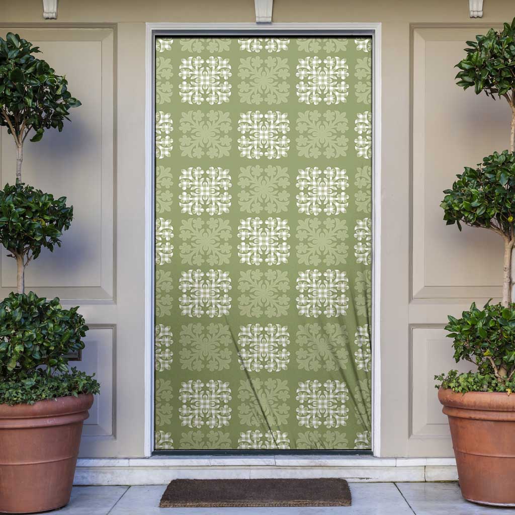 Vesuvian Green Palaka Quilt Hawaii Door Cover Traditional Hawaii-plaid Pattern - Polynesian Pride