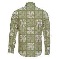 Vesuvian Green Palaka Quilt Hawaii Family Matching Off Shoulder Short Dress and Hawaiian Shirt Traditional Hawaii-plaid Pattern - Polynesian Pride