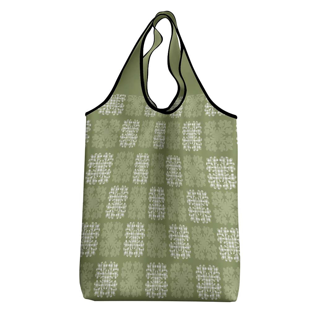 Vesuvian Green Palaka Quilt Hawaii Grocery Bag Traditional Hawaii-plaid Pattern - Polynesian Pride