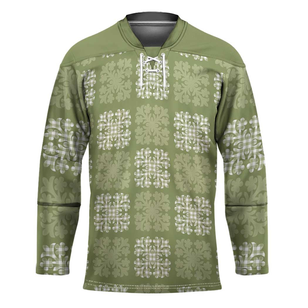 Vesuvian Green Palaka Quilt Hawaii Hockey Jersey Traditional Hawaii-plaid Pattern - Polynesian Pride