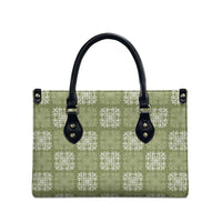 Vesuvian Green Palaka Quilt Hawaii Leather Bag Traditional Hawaii-plaid Pattern - Polynesian Pride