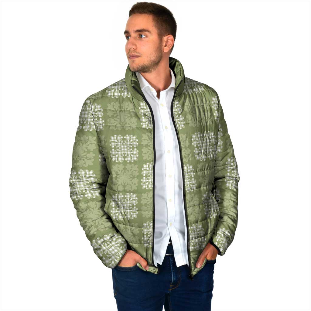 Vesuvian Green Palaka Quilt Hawaii Padded Jacket Traditional Hawaii-plaid Pattern - Polynesian Pride
