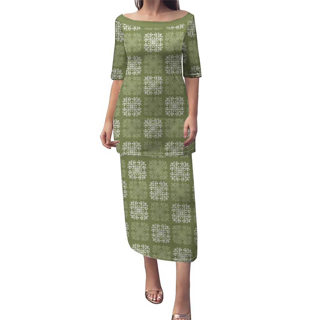 Vesuvian Green Palaka Quilt Hawaii Puletasi Traditional Hawaii-plaid Pattern - Polynesian Pride