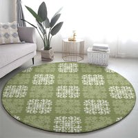 Vesuvian Green Palaka Quilt Hawaii Round Carpet Traditional Hawaii-plaid Pattern - Polynesian Pride
