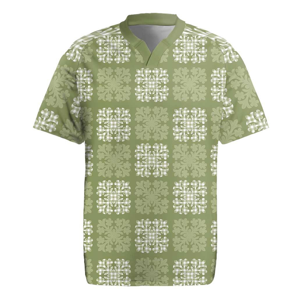 Vesuvian Green Palaka Quilt Hawaii Rugby Jersey Traditional Hawaii-plaid Pattern - Polynesian Pride